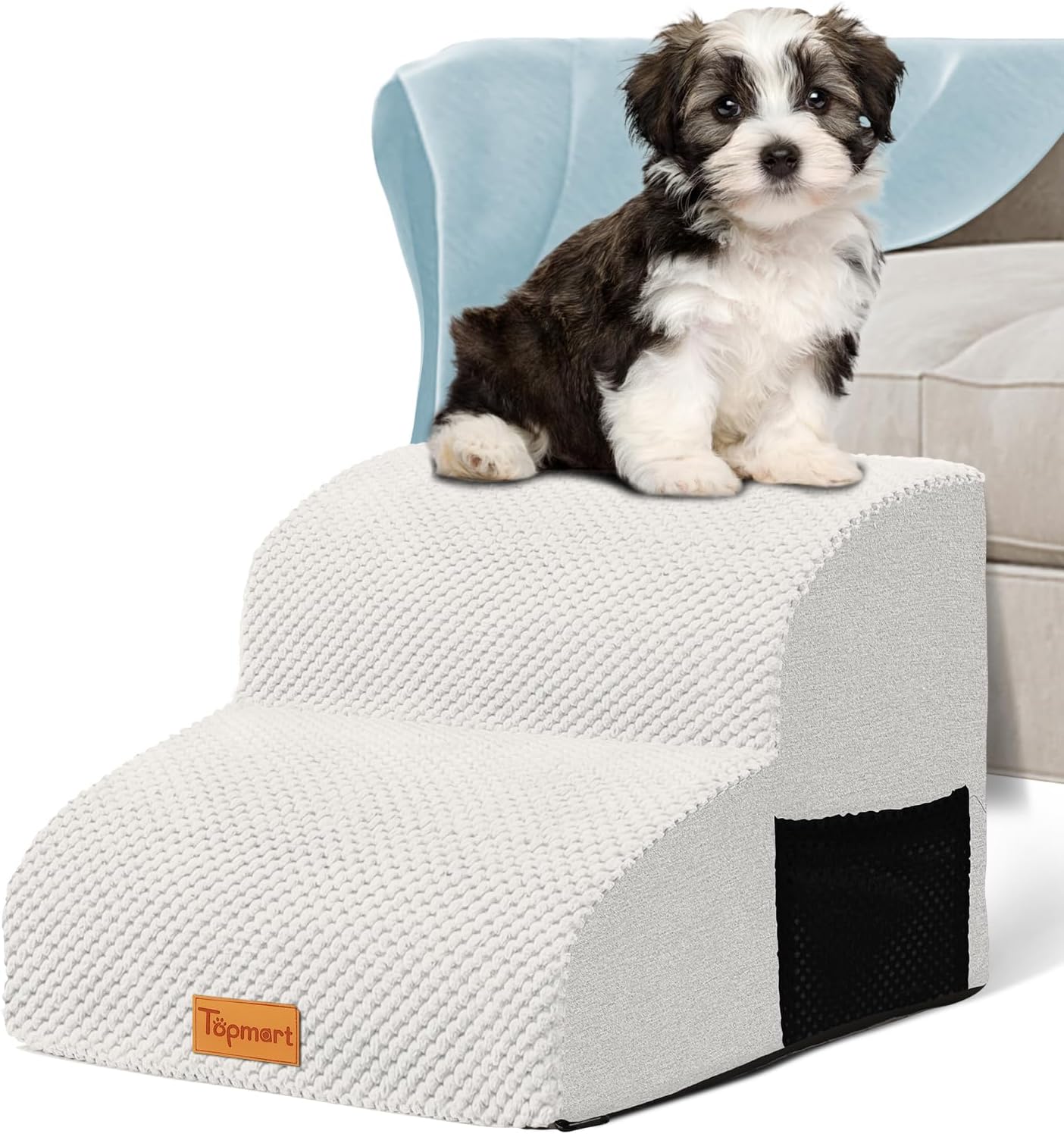 Topmart High Density Foam Pet Steps 2 Tiers,11.8" High,Non-Slip Dog Stairs,Soft Foam Dog Ramp Ladder,Best for Injured,Older Cats,Pets with Joint Pain,Suitable for Low Sofas,Stairs,Lower Place