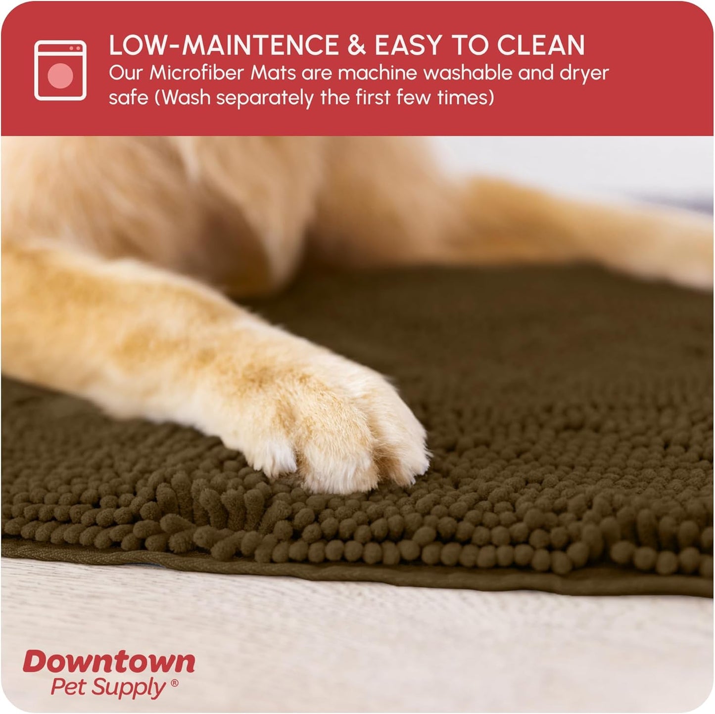 My Doggy Place Microfiber Dog Mat for Muddy Paws, 8' x 2' Brown - Non-Slip, Absorbent and Quick-Drying Dog Paw Cleaning Mat, Washer and Dryer Safe - Hallway Runner