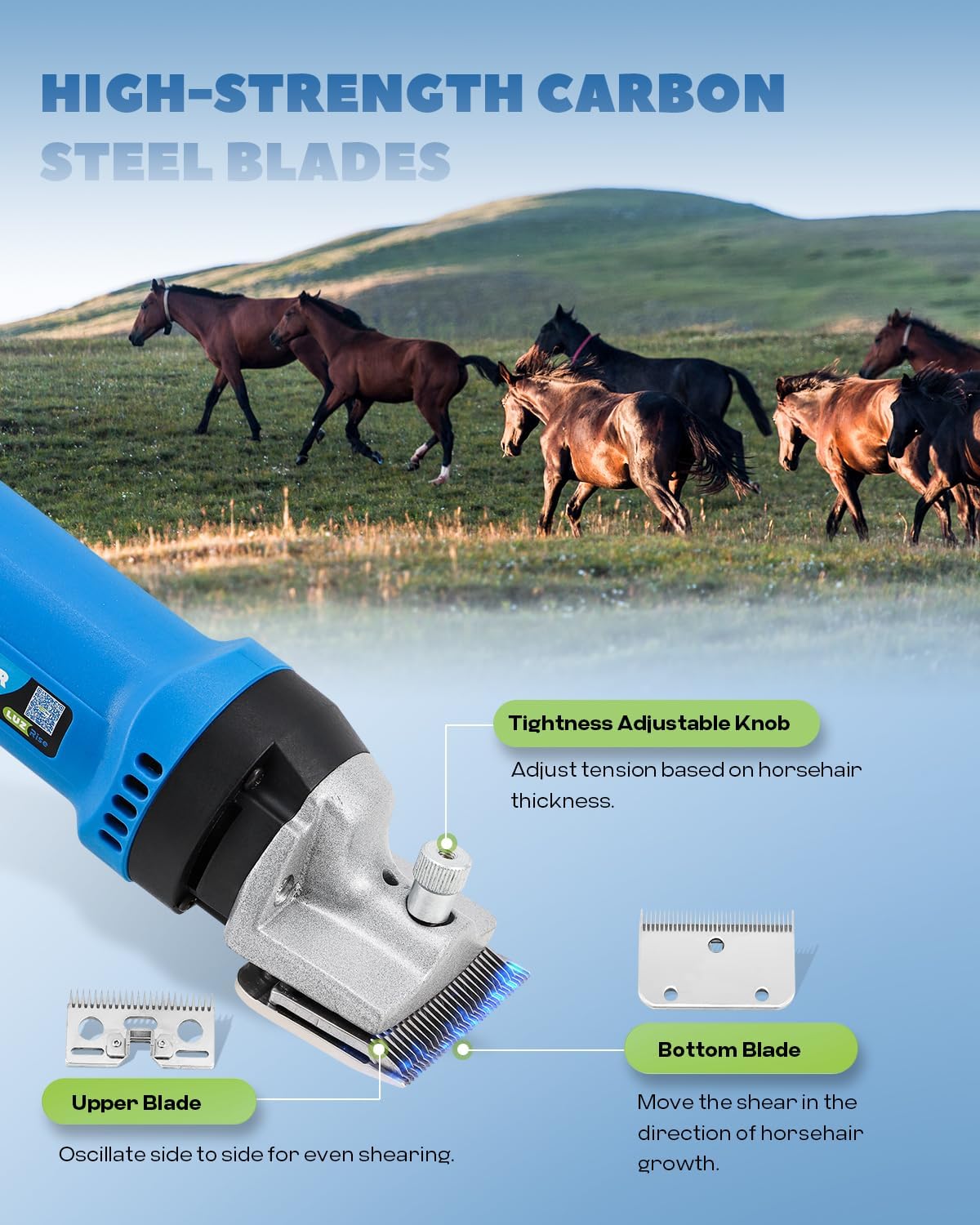 Horse Clippers 690W 28000RPM, Heavy Duty Horse Grooming Kit, Professional Livestock Clippers with 6 Speed Adjustable for Shaving Horse Pony Cattle Goat Large Dogs and Others