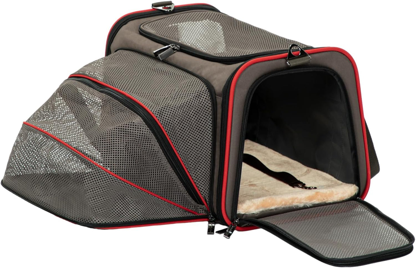 Petsfit Expandable Cat Carrier Dog Carriers,Airline Approved Soft-Sided Portable Pet Travel Washable Carrier for Kittens,Puppies,Removable Soft Plush mat and Pockets,Locking Safety Zippers