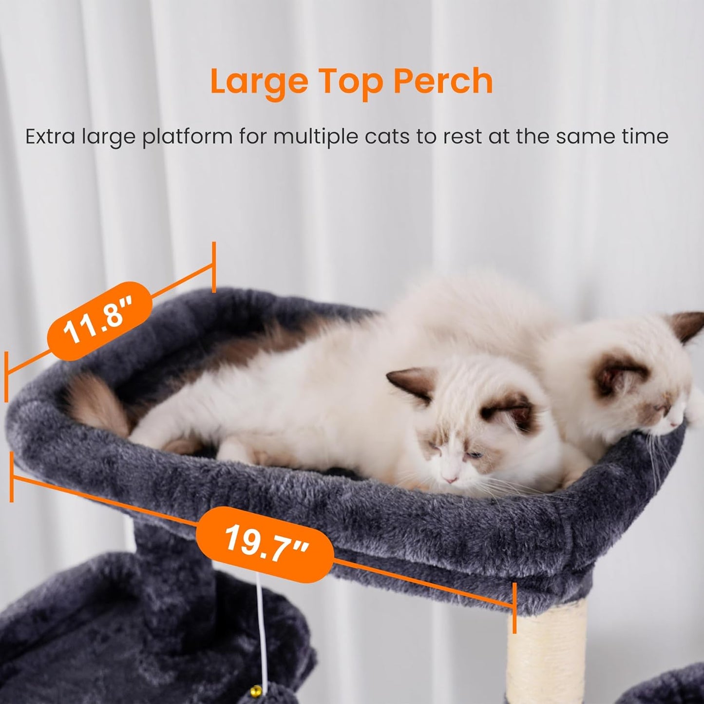 Heybly Cat Tree, 68 inch Multi-Level Cat Tower for Indoor Cats, 2 Widened Plush Perches Cat Condo with Scratching Board and Big Caves, Smoky Gray HCT025G