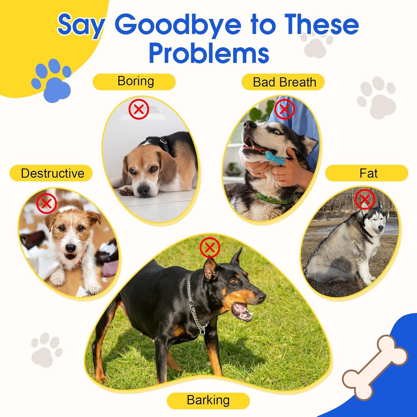 VINGVO Large Dog Balls Tennis Ball Toys 4 PCS Dogs Toys for Aggressive Chewers, 3" Teething Chew Toys Water Floating Ball Toy Bouncy Fetch Balls for Large Medium Small Dog and Puppies (4 Spiked)