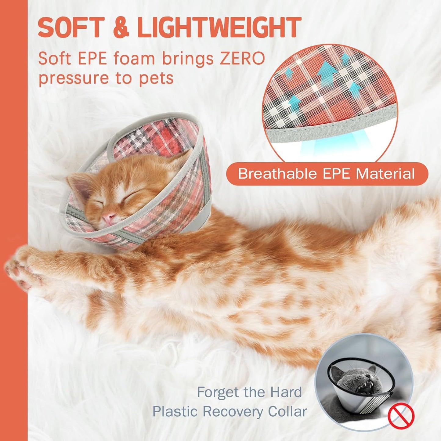 Cat Cone Collar Soft, Cat Recovery Collar for Large Medium Small Cats Kittens, Kitten Cone Alternative After Surgery