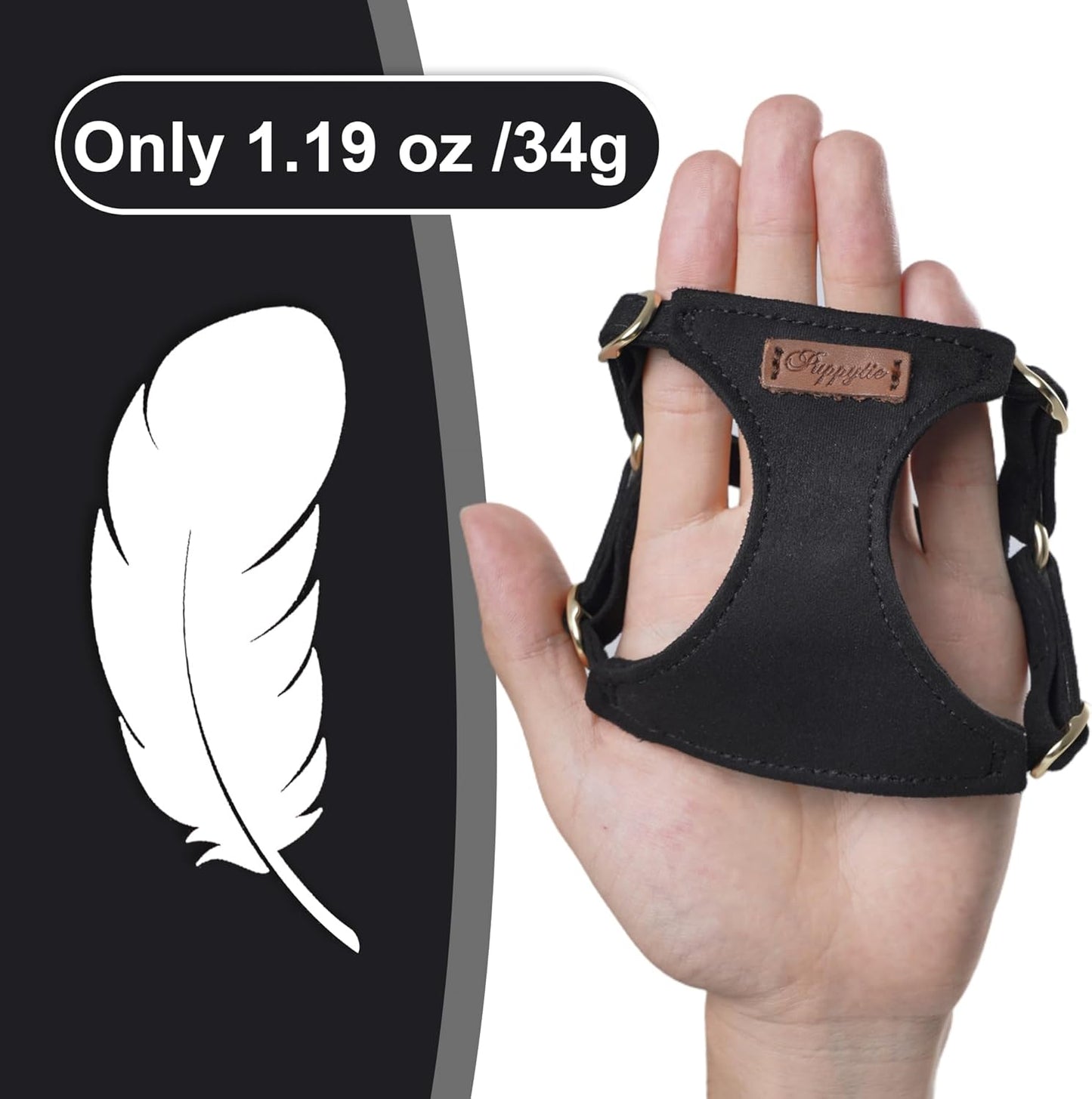 Puppytie No Pull Small Dog Harness with Multifunction Dog Leash,Lightweight Soft Adjustable No Choke Escape Proof Pet Harness Vest Pet Harness Vest,Black,M