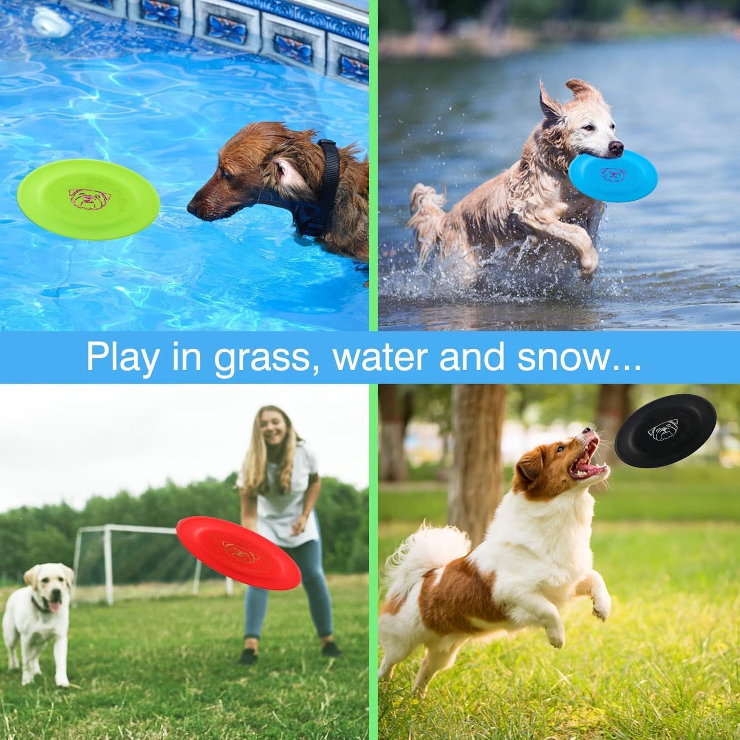 Dog Flying Disc, 3 Pcs Competition Dog Flyer Toy, Soft Indestructible Rubber Lightweight Flying Discs Toy for Dogs - Floats On Water, Gentle On Teeth and Gums