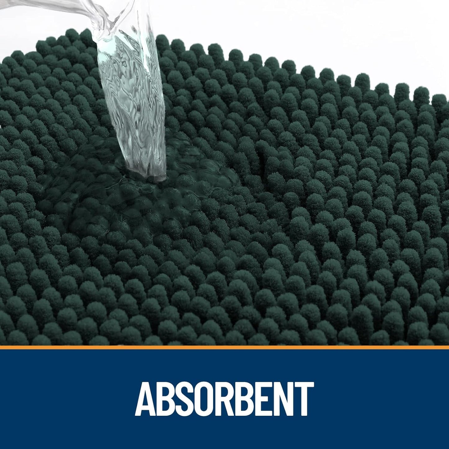 OLANLY Dog Door Mat for Muddy Paws 24x16, Absorbs Moisture and Dirt, Absorbent Non-Slip Washable Doormat, Quick Dry Chenille Mud Mat, Entry Indoor Entryway Carpet for Inside Floor, Blackish Green