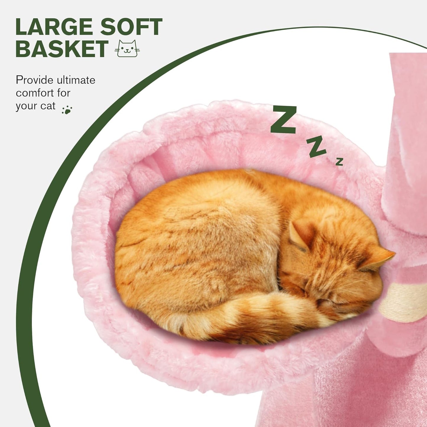 MUTICOR 66 Inches Multi-Level Large Cat Tree Tower for Indoor Big Feline/Cozy Plush Perches/Condo/Sisal Scratching Posts/Hammock and Baskets/Activity Center Play House/Wide Base/Pink