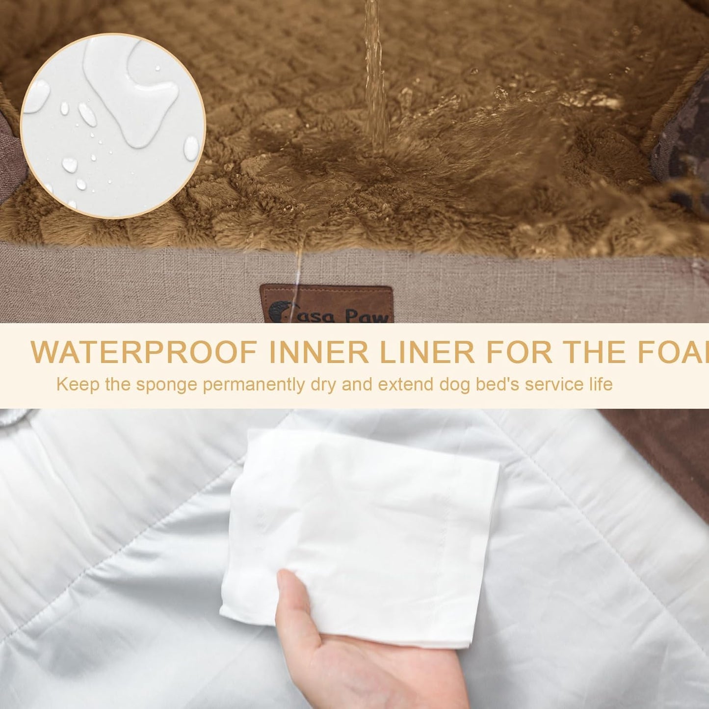 Orthopedic XL Dog Bed for Extra Large Dogs, Waterproof Memory Foam Dog Beds with Sides, Non-Slip Bottom and Egg-Crate Foam Big Dogs Couch Beds with Removable Washable Cover(X-Large,Brown)