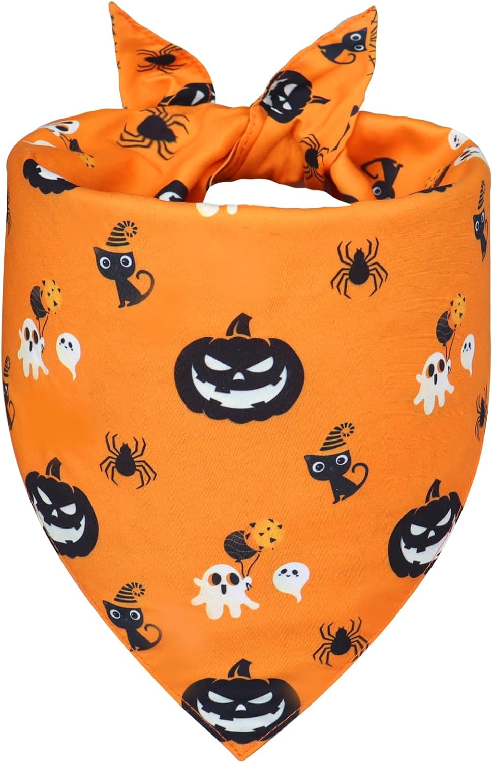 Halloween Dog Bandana for Small Dogs - Reversible Orange Jack-o-Lantern & Spiderweb Print Scarf - Soft & Quick-Dry for Costume Parties