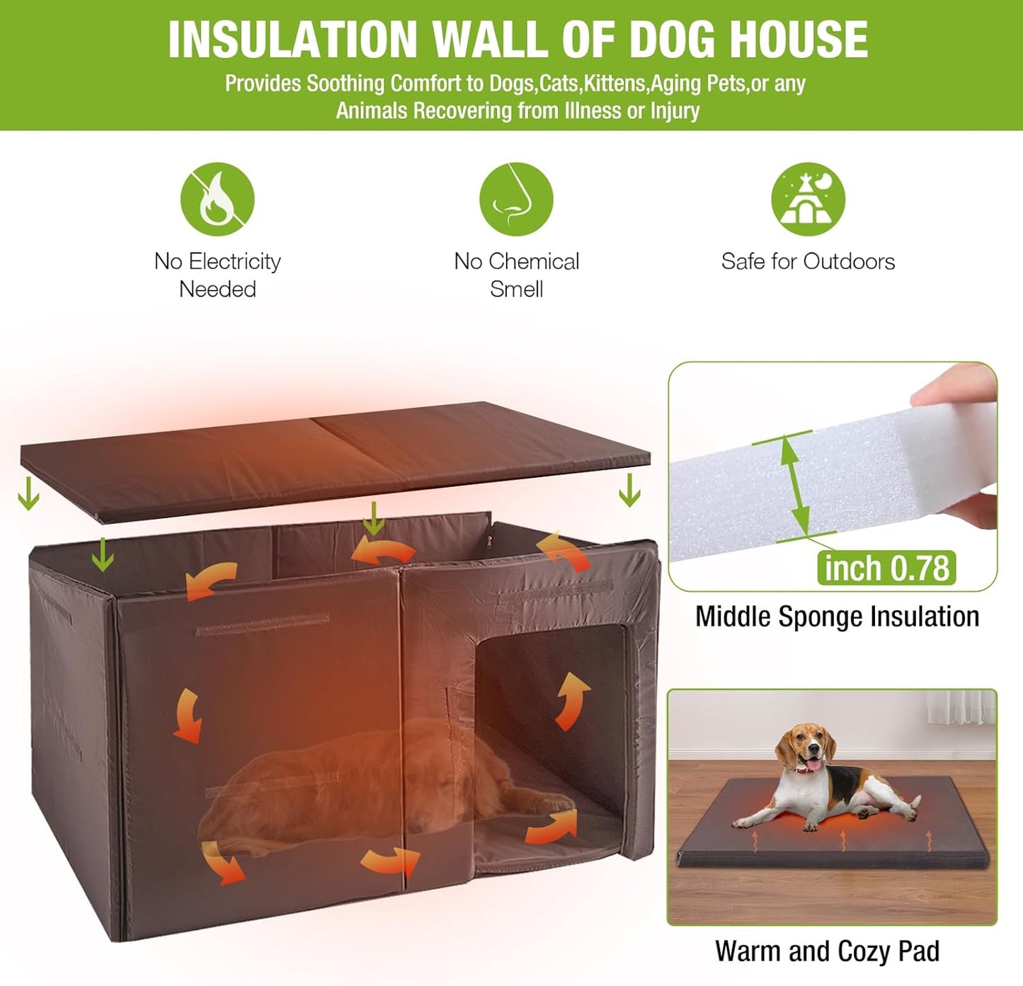 GUTINNEEN Dog House Outdoor with Strong Metal Frame Insulated Dog Kennel for Small Medium Large Dogs Puppy Cage for Winter Weatherproof