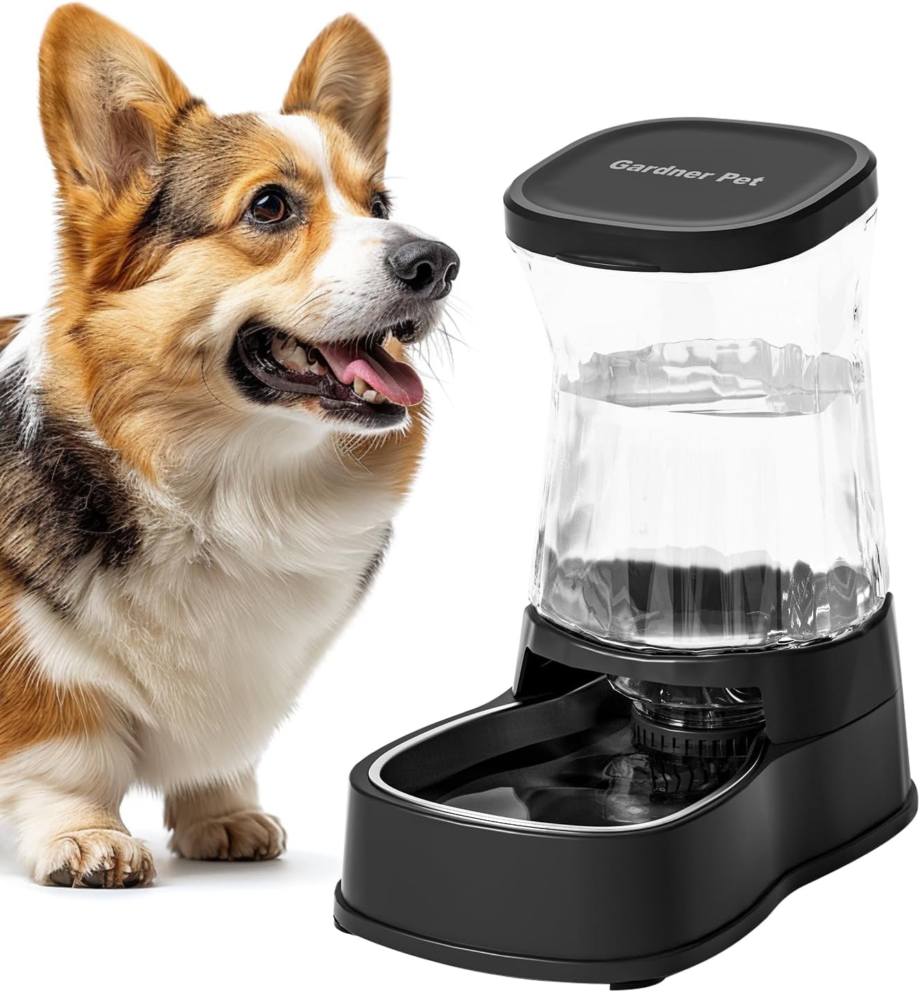Gardner Pet Automatic Dog Water Dispenser Gravity Stainless Steel Water Waterer Feeder, 100% BPA-Free Large Capacity Water Feeding Bowls for Medium & Large-Sized Dogs Cats Other Pets -(1 Gallon)