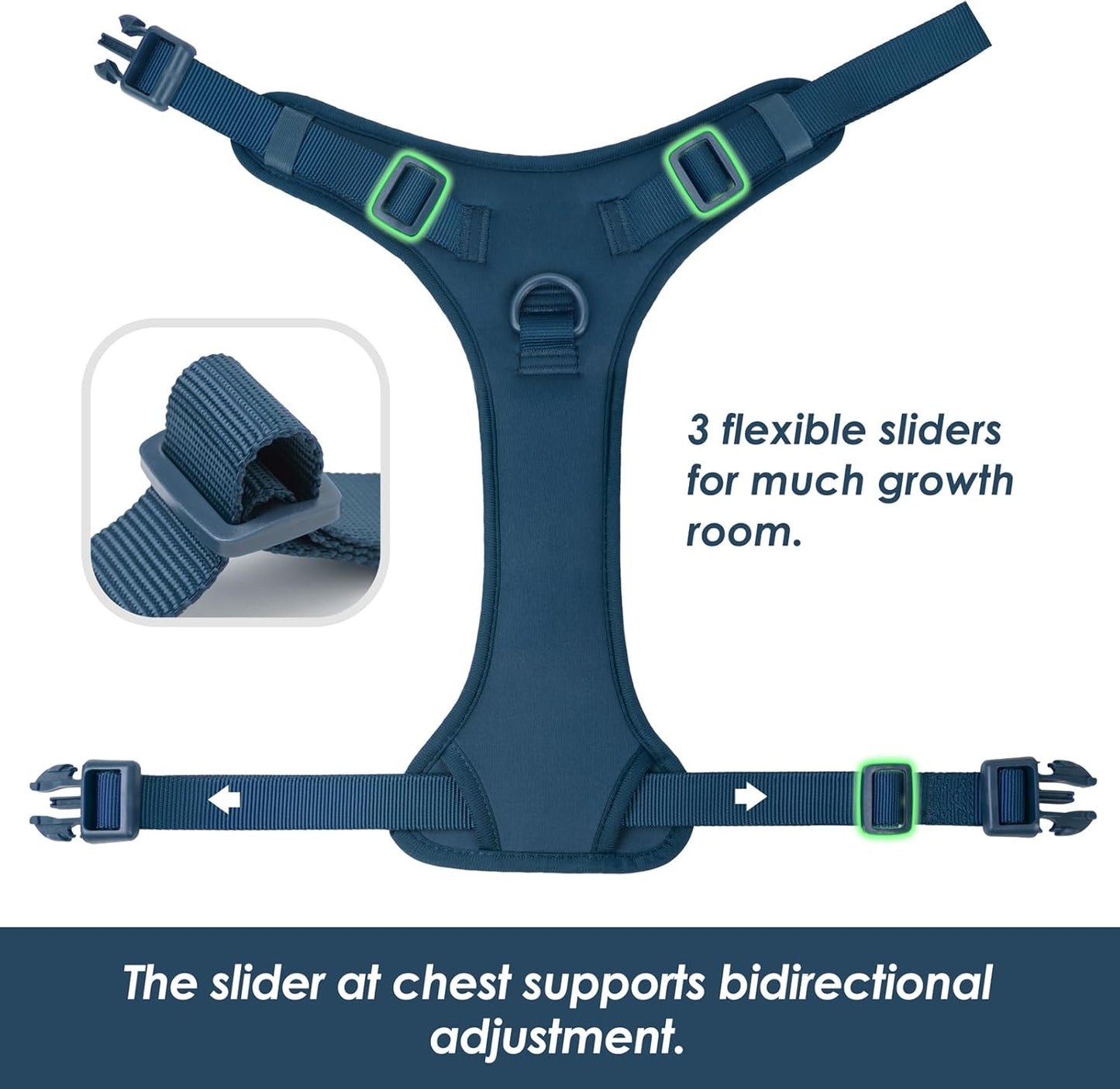 No Pull Dog Harness, Puppy Vest with Front Clip for Small Medium Large Sized Dog(Prussian Blue,L)