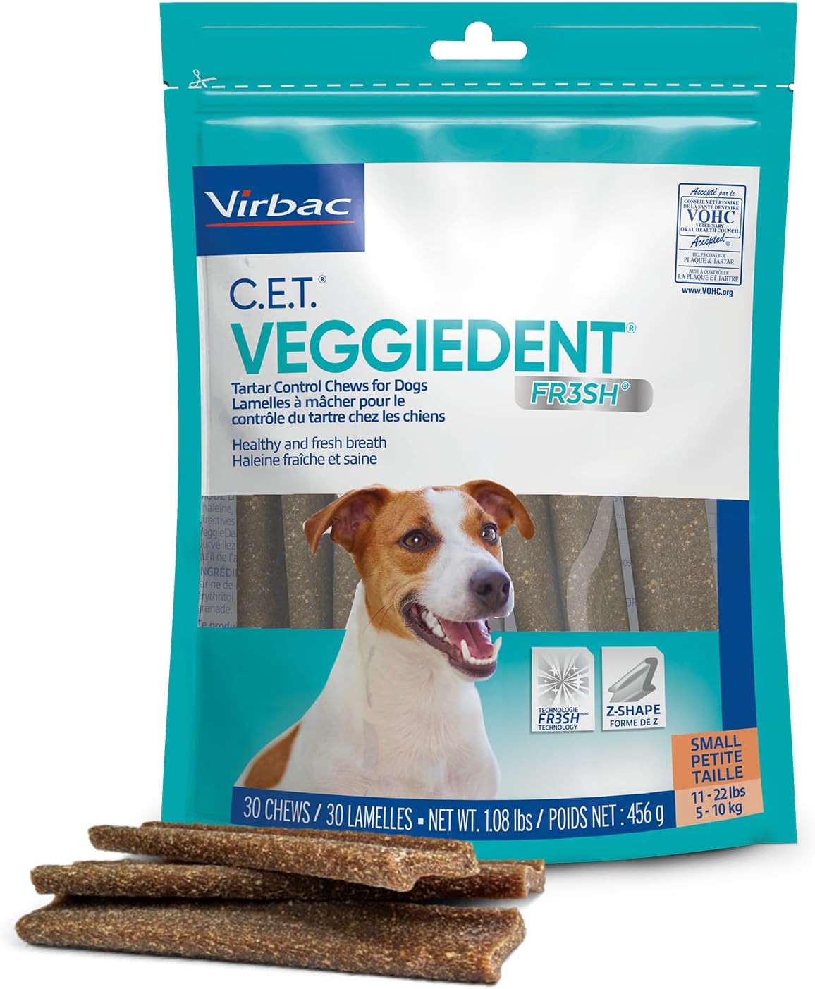 Virbac CET VEGGIEDENT FR3SH Tartar Control Chews for Dogs - Small
