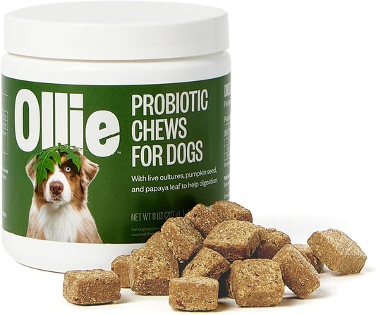 Ollie Belly Rubs, Probiotic Dog Chews, Digestive Health, Natural Ingredients, for Upset Stomach Relief, Appx. 60 Count