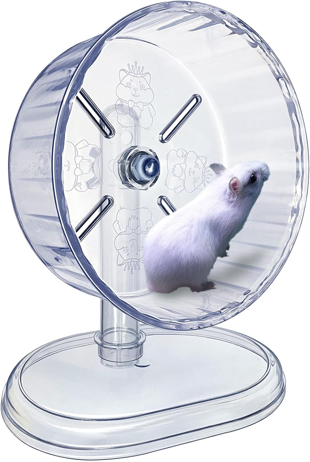 Silent Hamster Wheel, Super-Silent Hamster Exercise Wheels Accessories, Quiet Running Wheels, Adjustable Stand for Hamsters Mice Or Other Small Animals (White, Ф 7 inch)