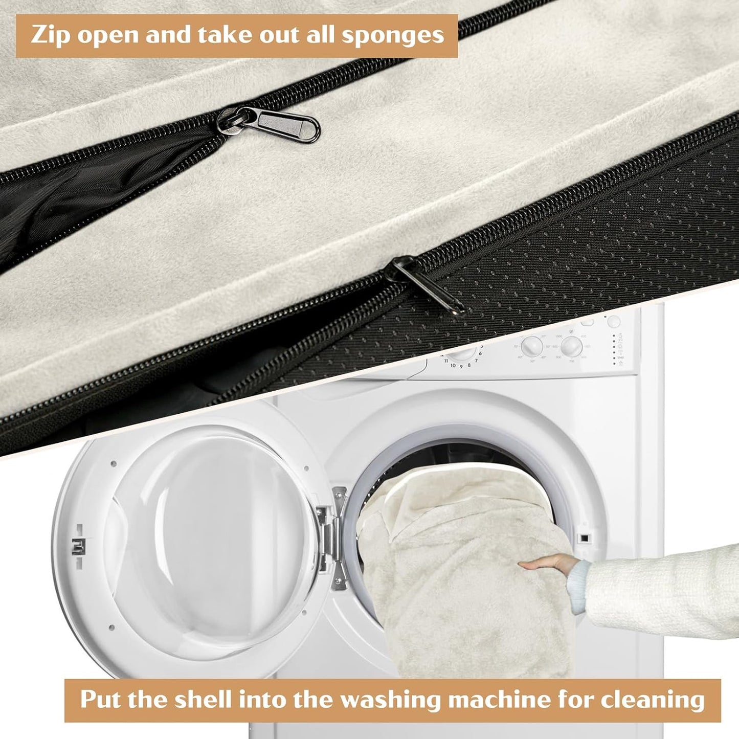 Comfort Expression XXL Dog Bed Waterproof, Extra Large Dog Beds Orthopedic Foam, Washable Dogs Sofa Bed Pet Beds with Removable Cover & Non-Slip Bottom(XX-Large,Beige)