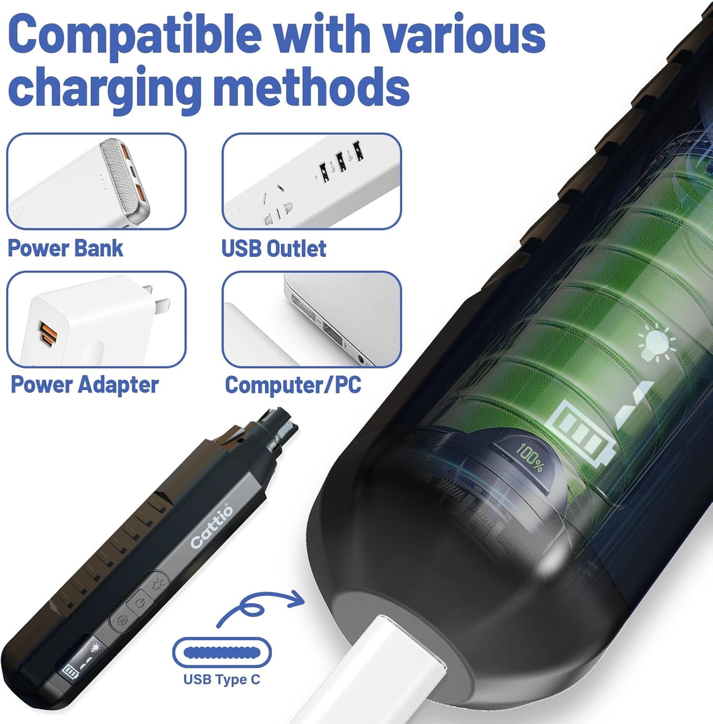 Dog Nail Grinder - Professional Electric Dog Nail Trimmer for Dogs & Cats Quiet Painless Grooming & Smoothing Dog Nail Clipper & File Included - Suitable for Small Medium Large Pets (Black)