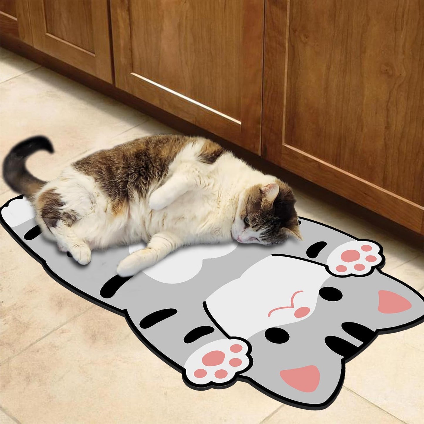 Cat Food Mats for Indoor 24"x14" Cat Feeding Bowl Mat Absorbent Quick Dry Mat Pet Feeding Mat (Grey)