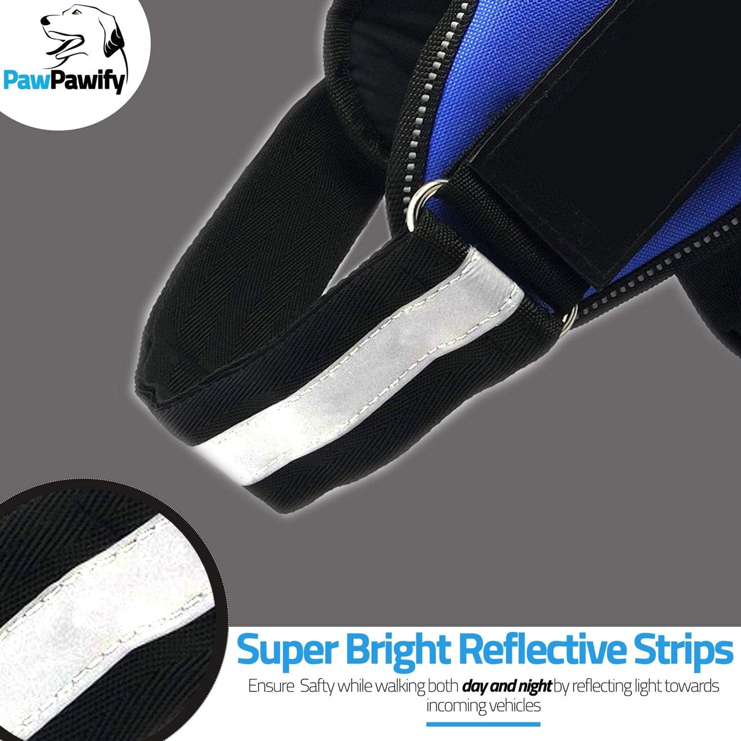 PawPawify Custom No Pull Dog Harness with Name and Phone Number, Heavy Duty Personalized Pet Vest to Prevent Tugging, Pulling, or Choking, Training and Walking (SkyBlue, M (20-40 LBS))