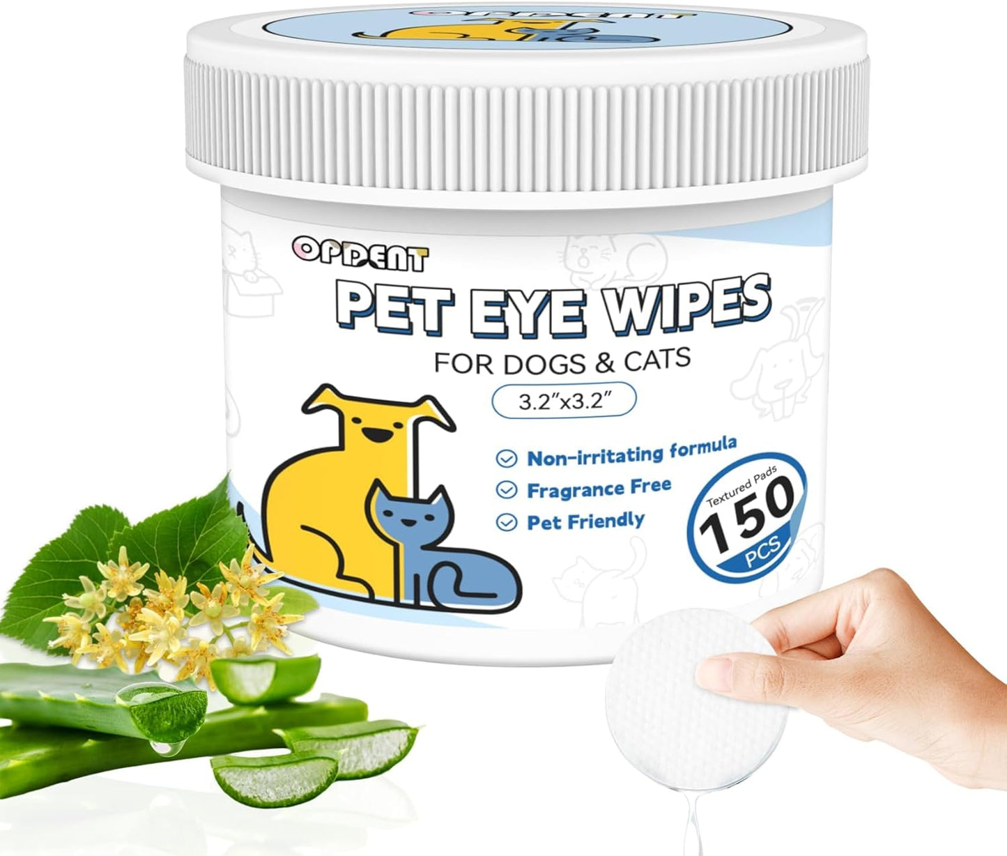 150Pcs Eyes Wipes for Dogs - Tear Stain Remover for Dogs - Dog Eye Cleaner, Eye Debris, Discharge, Mucus Secretions - Eye Wipes for Dogs & cat Eye Wipes - 3.2 inches