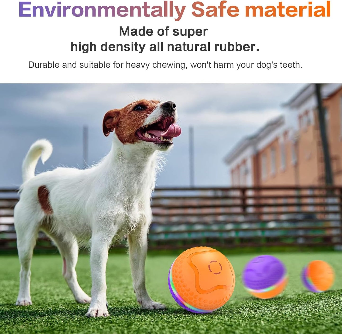 Interactive Dog Toys Ball, Automatic Rolling Toy, Lively pet Ball for Medium/Large Dogs to Relieve Boredom, Activated Automatic Motion Dog Balls Toy with LED Flash, USB Rechargeable (Orange+Purple)