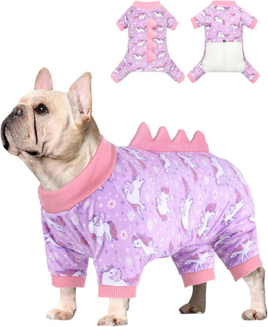 CuteBone Dinosaur Costume Dog Pajamas, Stretchy Spandex Crystal Velvet Sleepwear Coat for Small Dogs, Soft & Warm Pet Outfit Clothes for Cold Weather, Cozy Pullover Design COSP11M