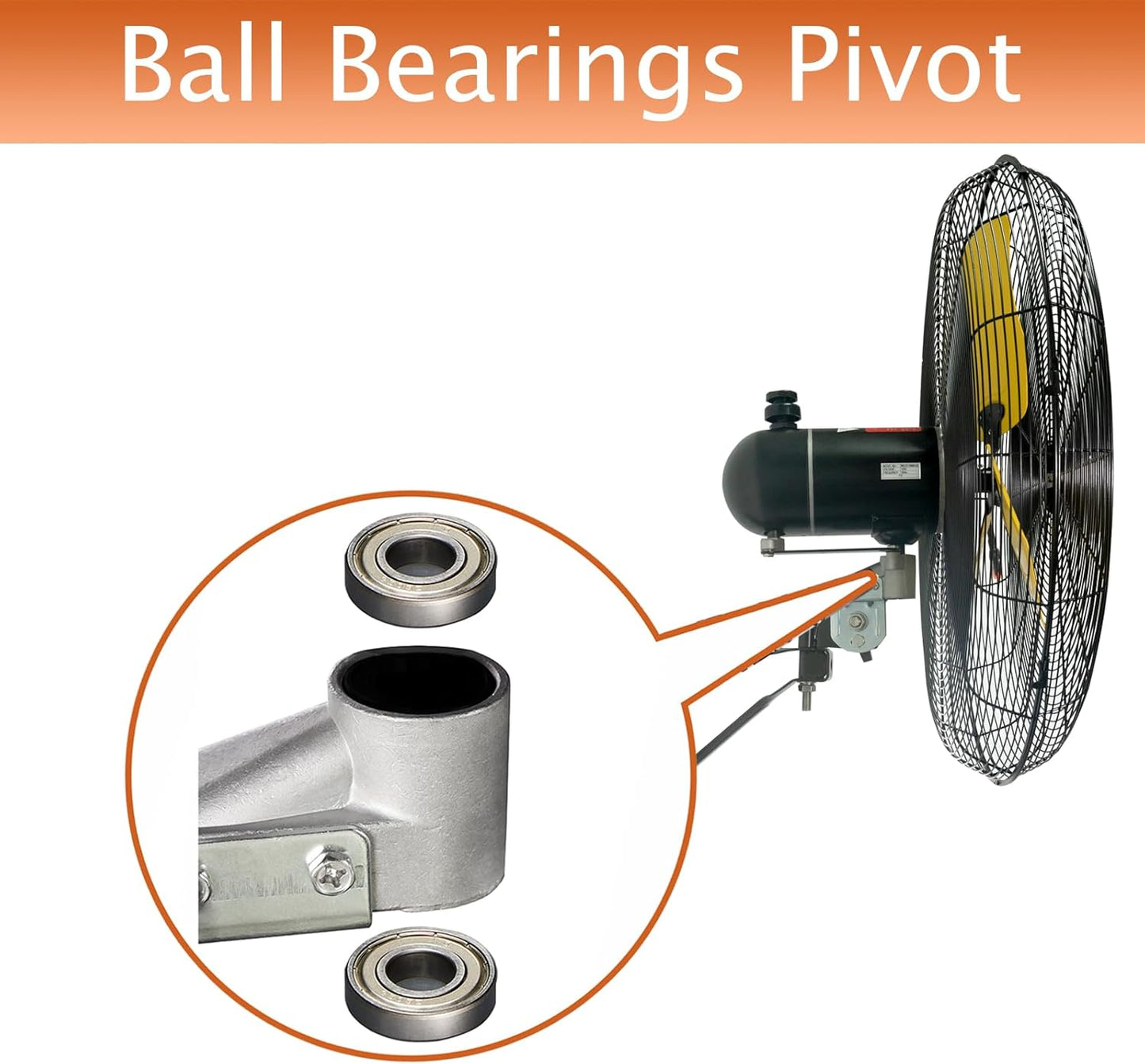 HiCFM 24" Oscillating Wall Fan, 8900 CFM High Velocity Industrial Wall Mounted Heavy Duty Shop Fans with 3 Speed Settings 80° Oscillation for Outdoor Commercial Garage Warehouse workshops Factory