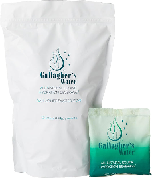 Gallagher's Water 12 Pack All-Natural Equine Hydration Treat - Enhancement Powder Mix Horse Drink Treat to Help Encourage to Drink Water - Made with All Natural Ingredients, FEI Compliant