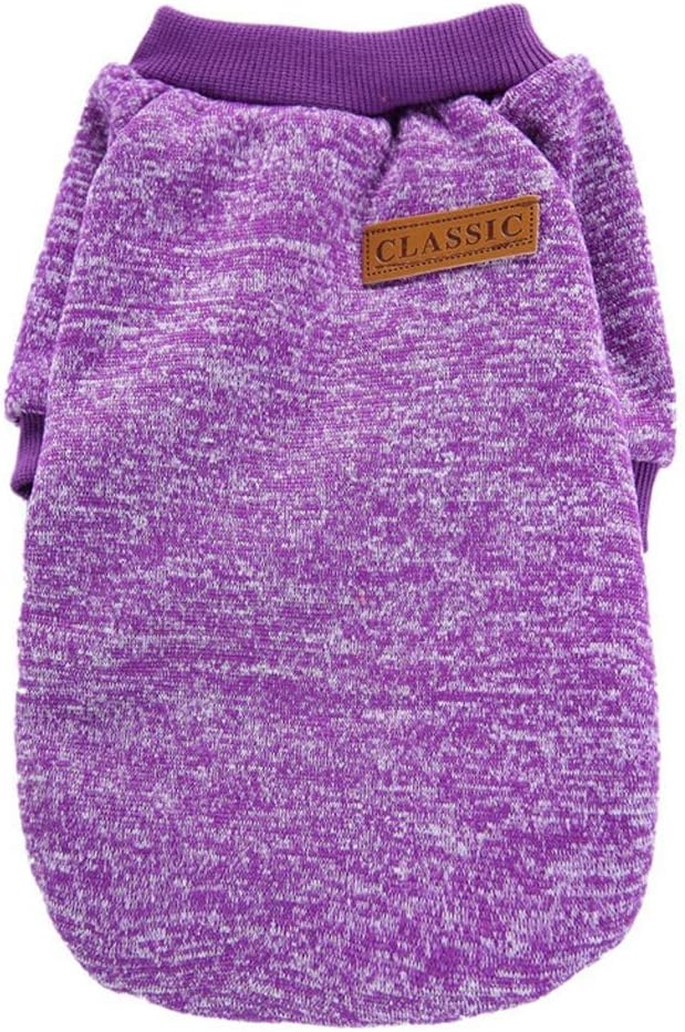 Jecikelon Dog Clothes Dogs Sweater Soft Puppies Clothing Winter Puppy Sweaters Warm Outfit for Dogs Small XXS XS Cat Apparel (X-Large, Purple)