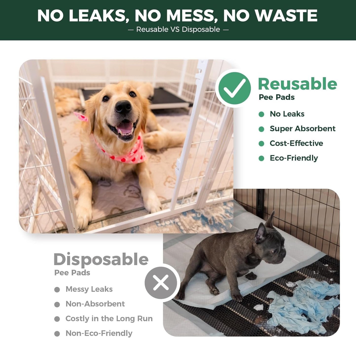 FXW Washable Pee Pads for Dogs, Puppy Pads with Super Absorbent, Specifically Designed for FXW Rollick/Homeplus 24inch 8 Panels Dog Playpen, 29" Octagon, Khaki, 1 Pack