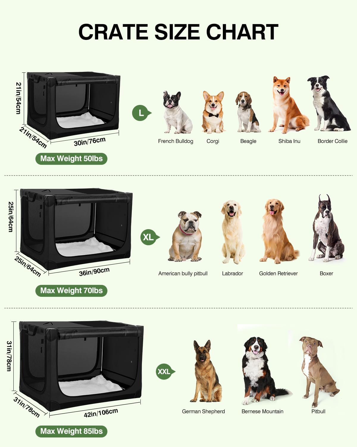 42 Inch Collapsible Travel Dog Crate for Medium Large Dogs, Portable Dog Crate 4-Door Foldable Soft Kennel with Durable Mesh Windows for Indoor & Outdoor Travel, with Storage Bag,Black