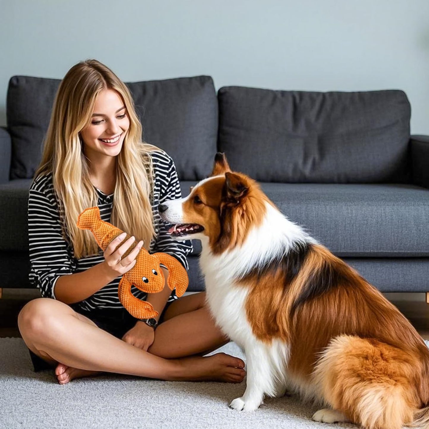 Squeaky Dog Toy No Stuffed Dog Toys,Lobster Puppy Toys for Small Medium Large Breed pups Teething Interactive Toy to Keep Them Busy, Best Christmas Birthday Gift