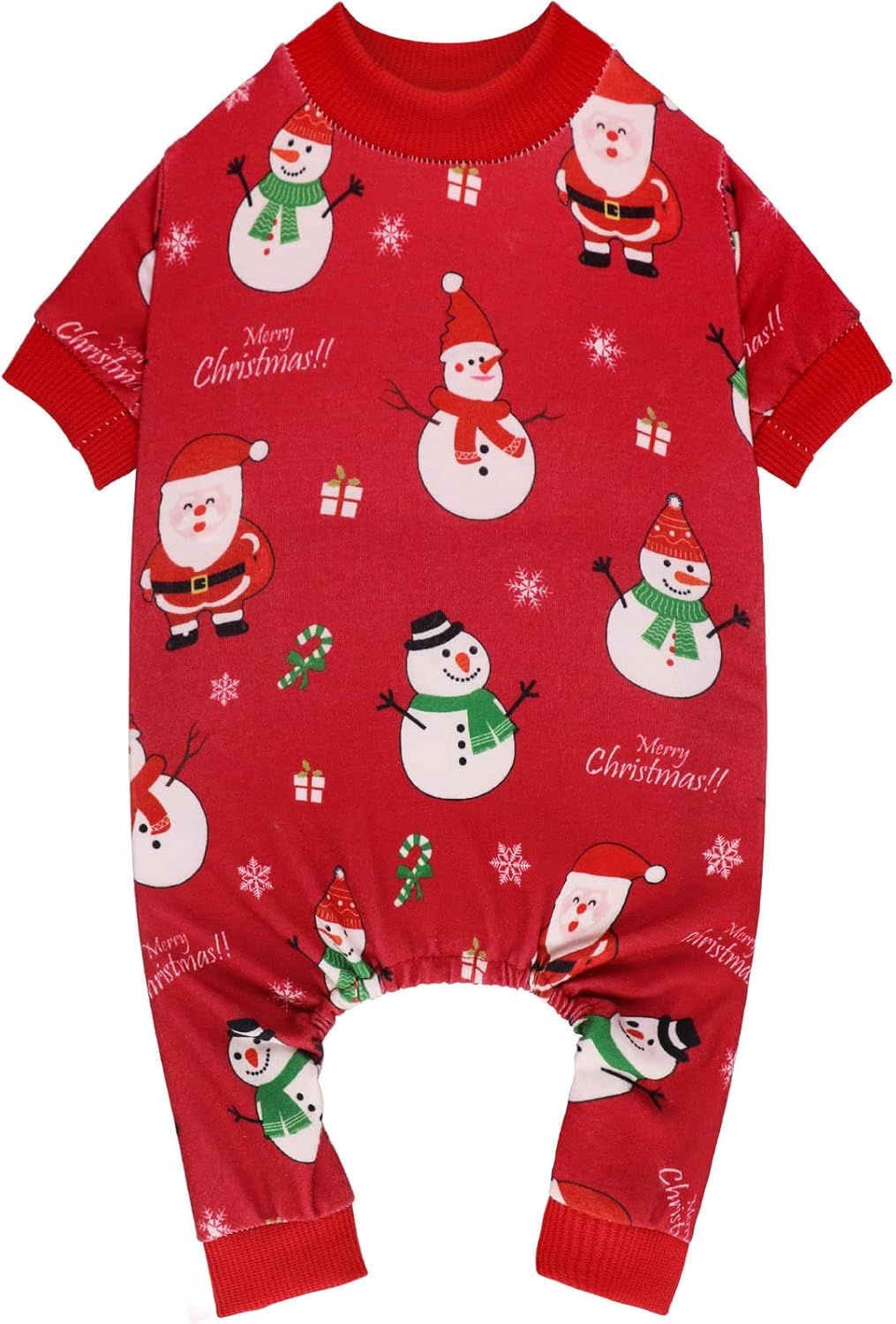 Dog Christmas Pajamas Snowman Pet Clothes Costumes Pjs Stretchy Funny Pet Costumes Outfit Dog Pajamas for Small Medium Dogs(S/M)