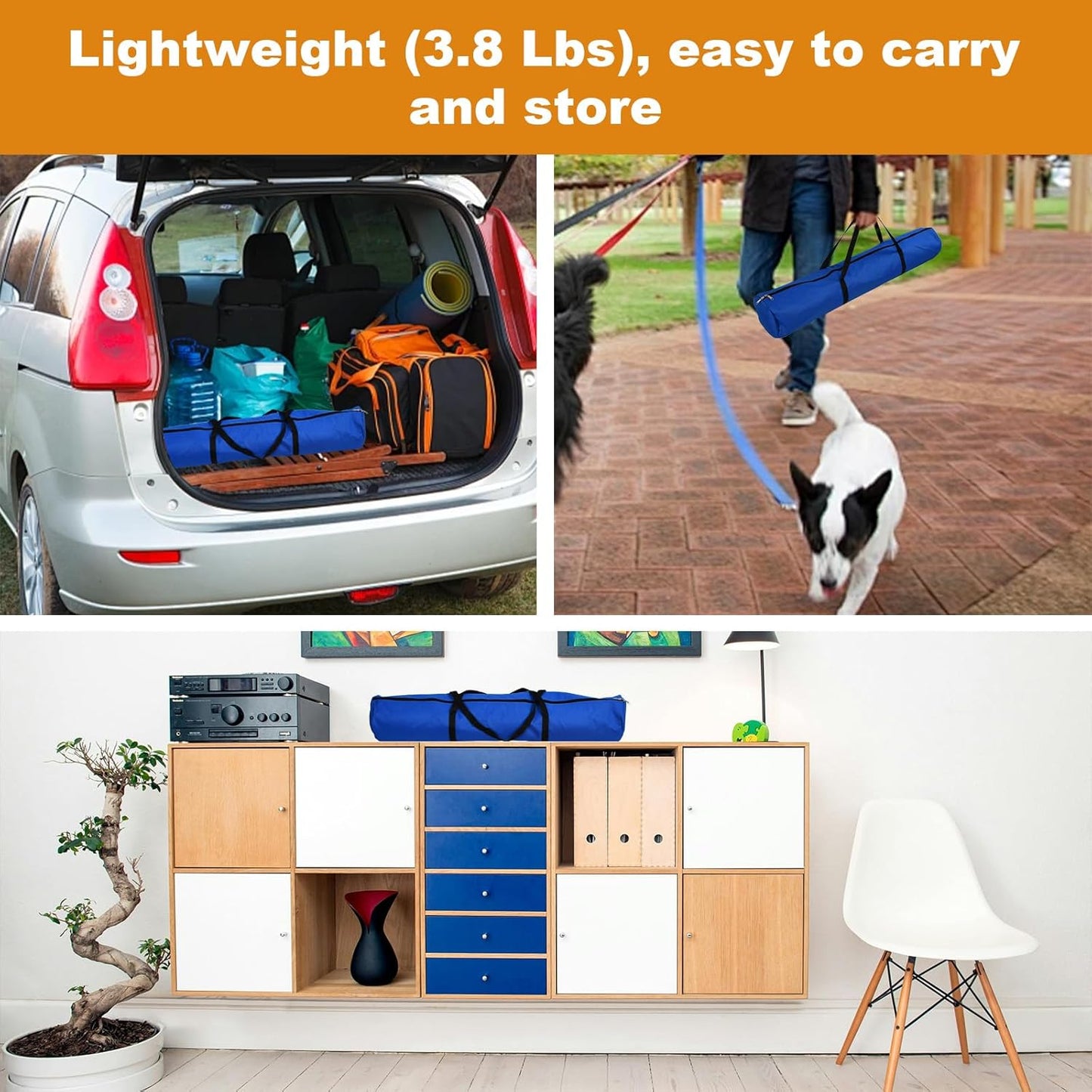 Dog Agility Equipment, 2 in 1 Dog Obstacle Course Training Starter Kit Adjustable Jump Ring/Hurdle Bar with Carry Bag