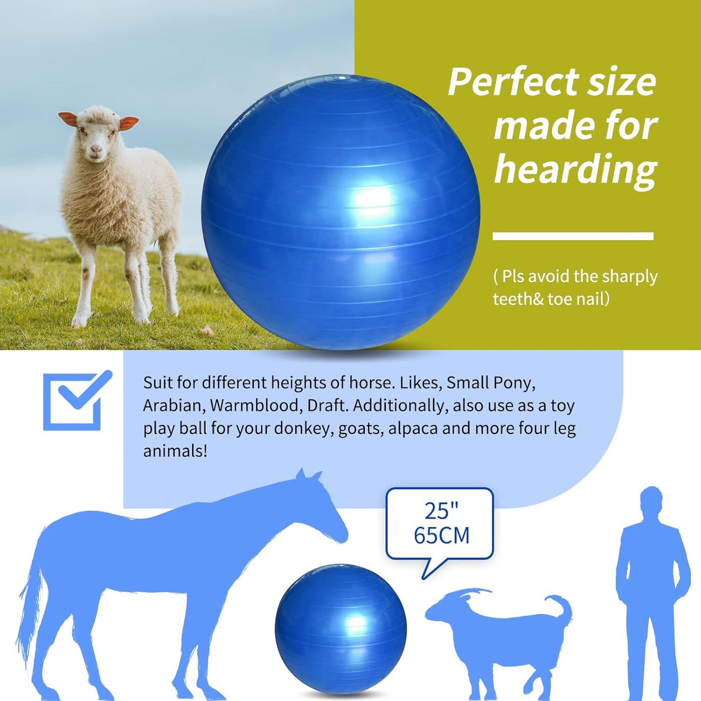 17 Inch Horse Play Ball - Anti-Burst Herding Ball for Play & Training