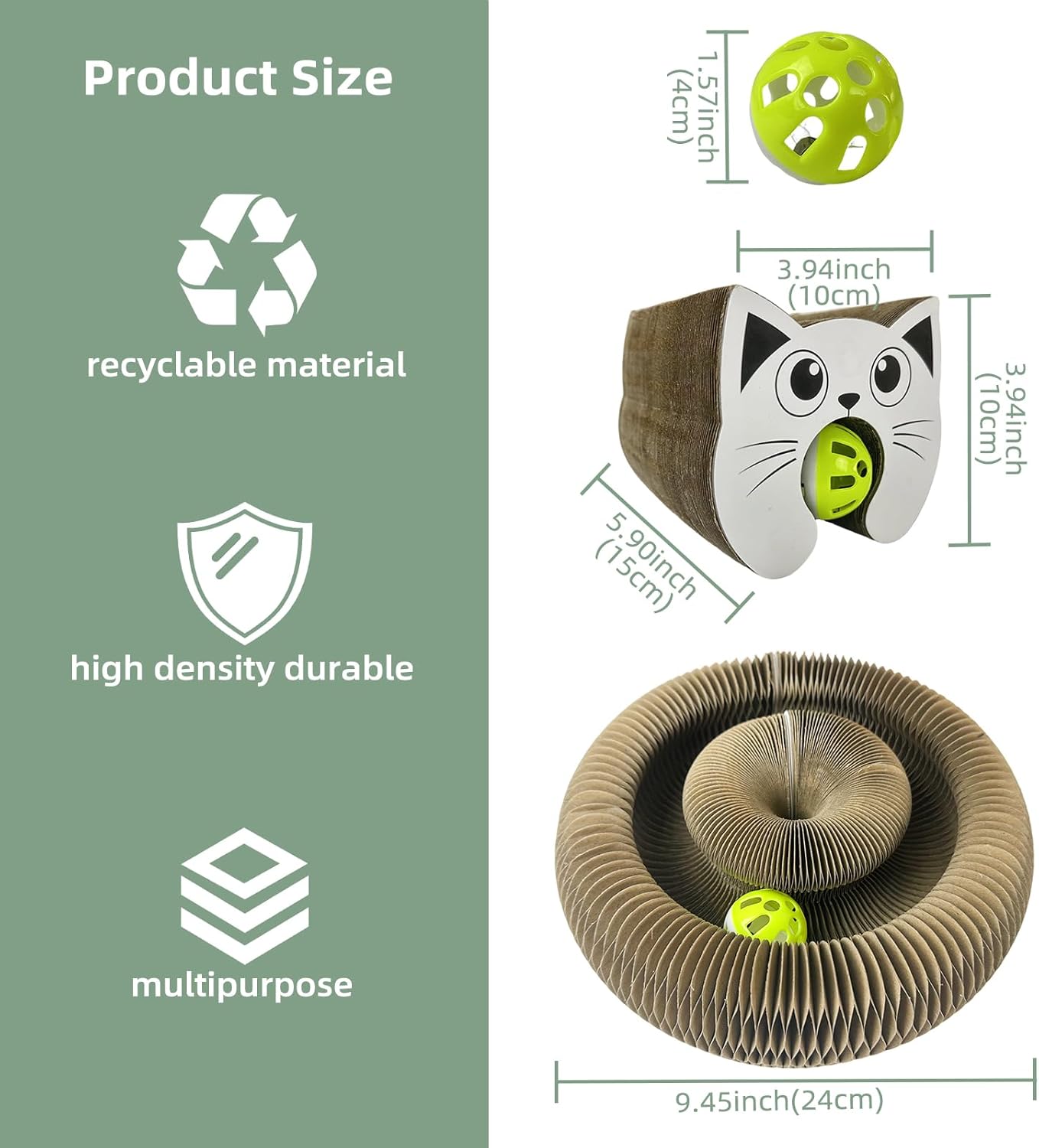 Interactive Scratching Board for Playful Kitties Magic Accordion Cat Scratching Post, Fun Cat Toys for Indoor Cats 1Pack