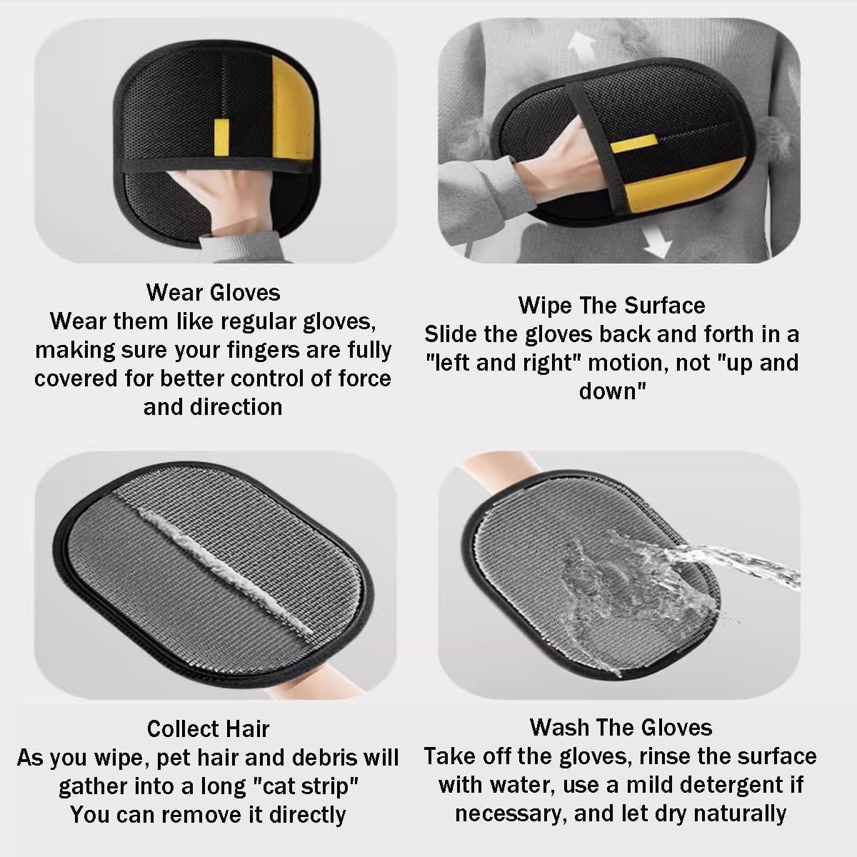 Pet Hair Removal Glove - Cat & Dog Electrostatic Hair Remover Grooming Glove 2Pcs