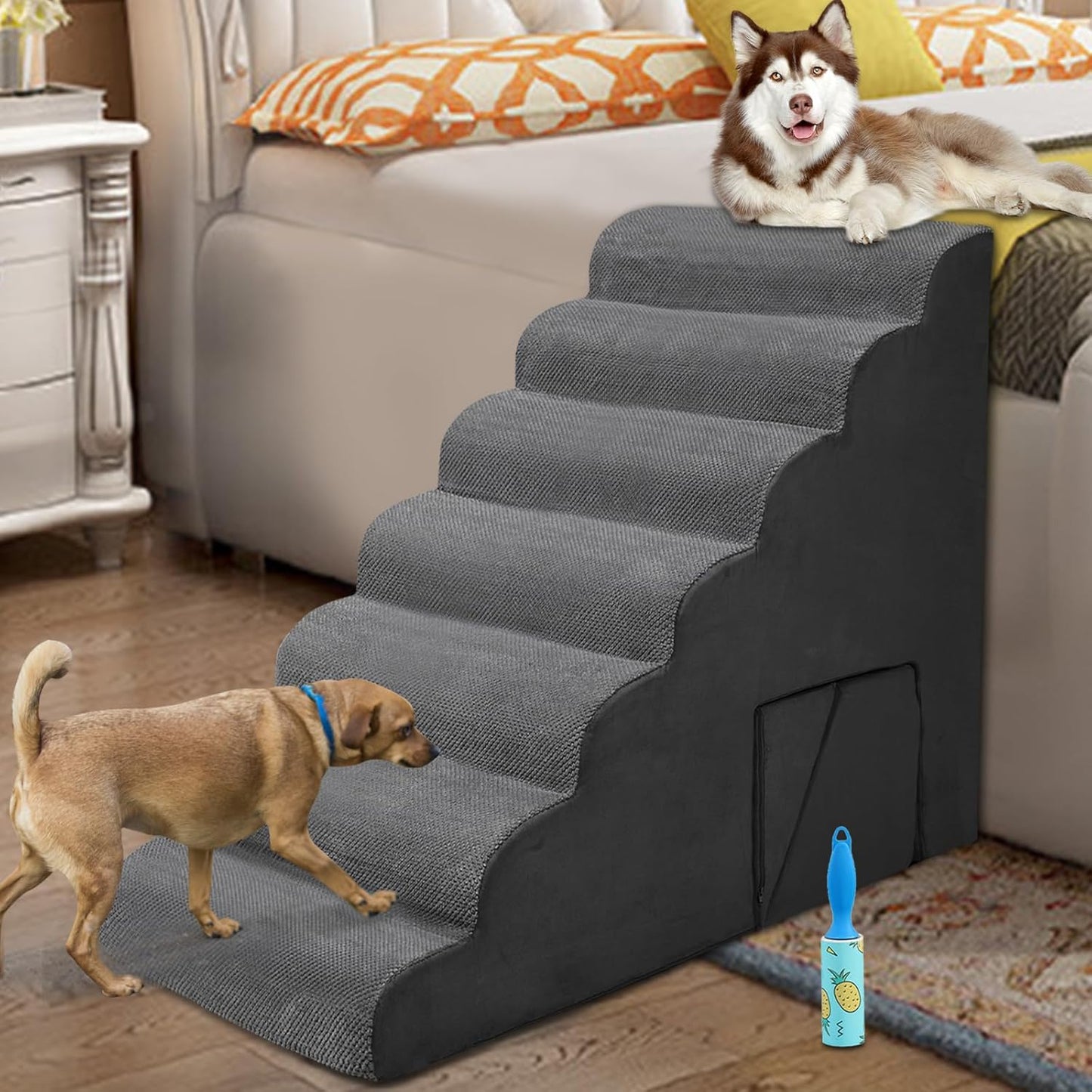 Dog Stairs & Steps for High Beds 30-36 inches High Tall for Large Medium Dogs, LitaiL 30inch 7 Steps Pet Stairs/Steps for High Beds,llDogs, Non-Slip Dog Ramps for Small Dogs and Cats
