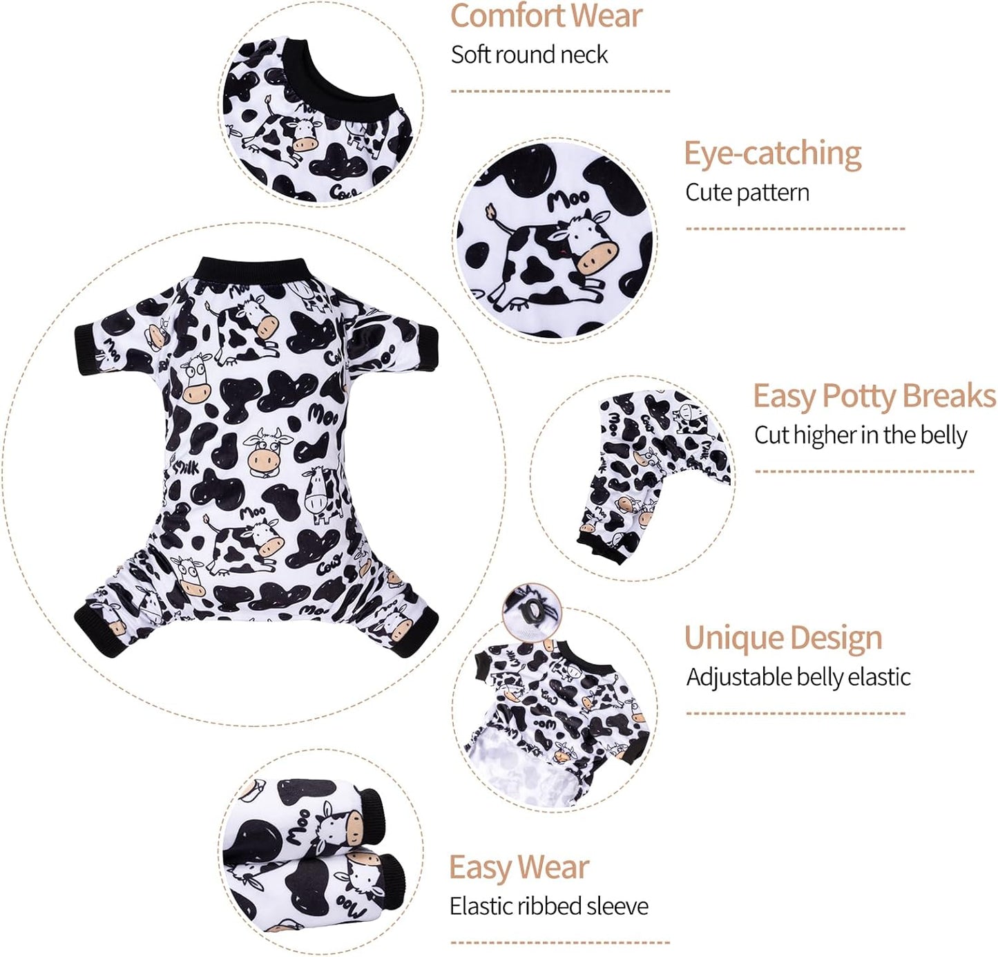 CuteBone Dog Halloween Pajamas Puppy Onesies Small Dogs Soft Pjs Coat Cat Apparel Comfy Pet Christmas Clothes Outfit Doggie Bodysuit P281XS
