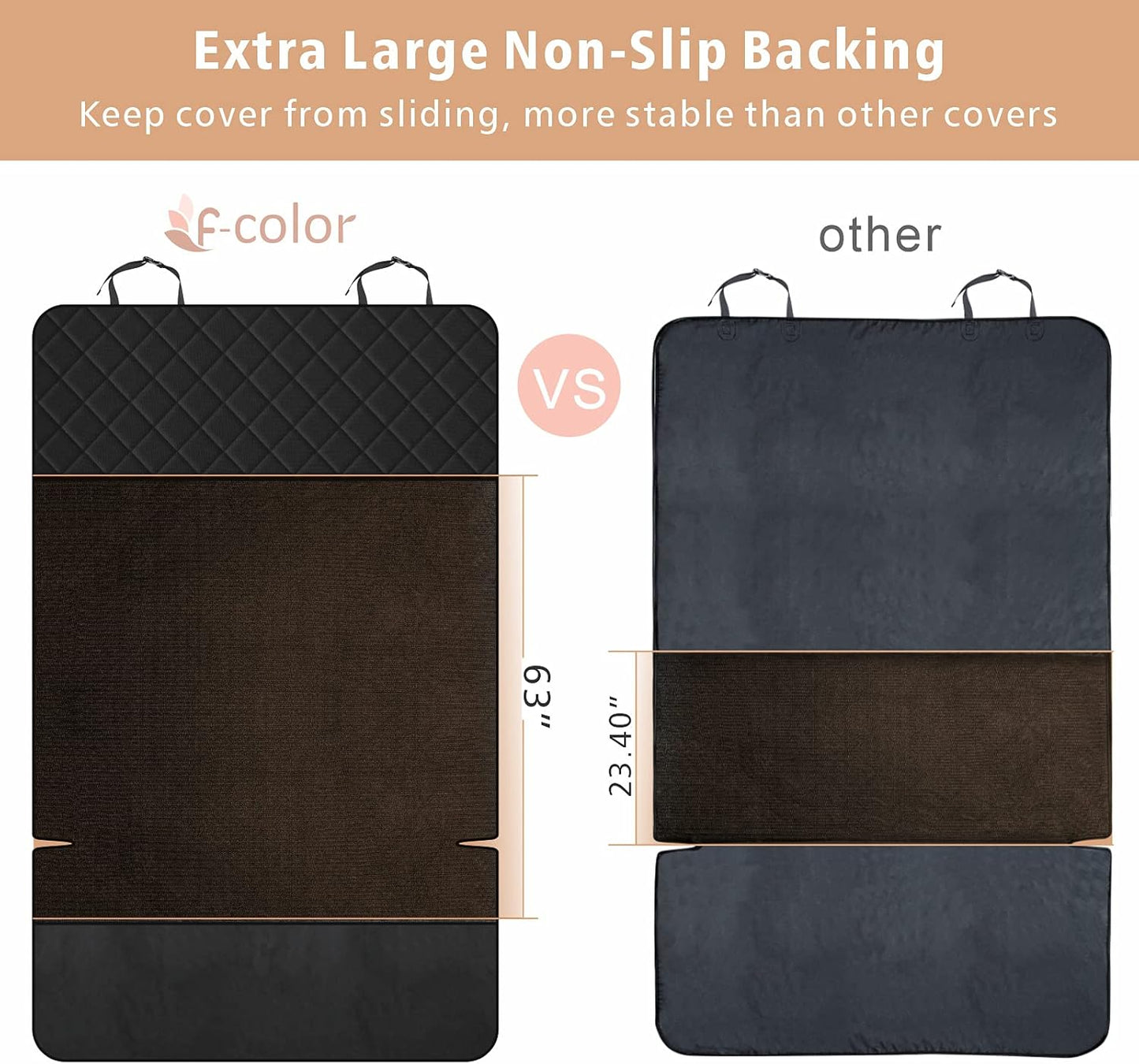 F-color SUV Cargo Liner for Dogs, Upgraded Extra Large Water Resistant Pet Cargo Cover Dog Seat Cover Mat for SUVs with Bumper Flap Protector, Non-Slip, Wear-Proof, Universal Fit, Black