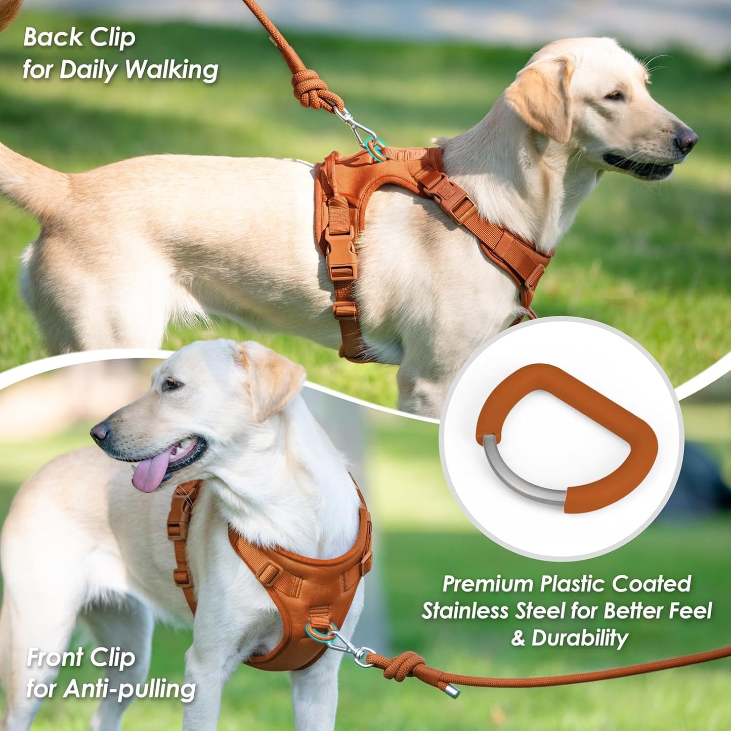 No Pull Dog Harness, Puppy Vest with Front Clip for Small Medium Large Sized Dog(Carmel Brown,L)