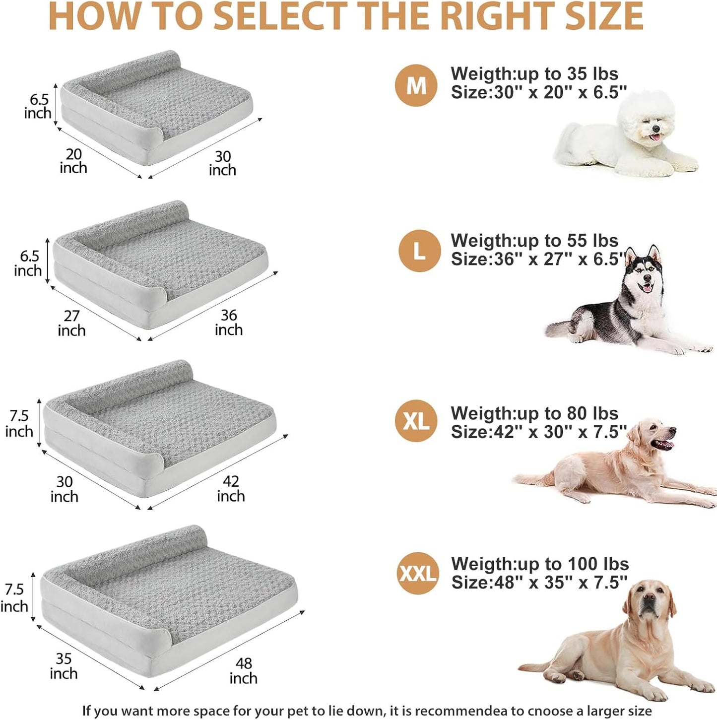BFPETHOME Orthopedic Dog Beds for Large Dogs-Waterproof Sofa Dog Bed with Removable Washable Cover, Big Pet Bed with Waterproof Lining and Nonskid Bottom,Pet Bed for Large Dogs