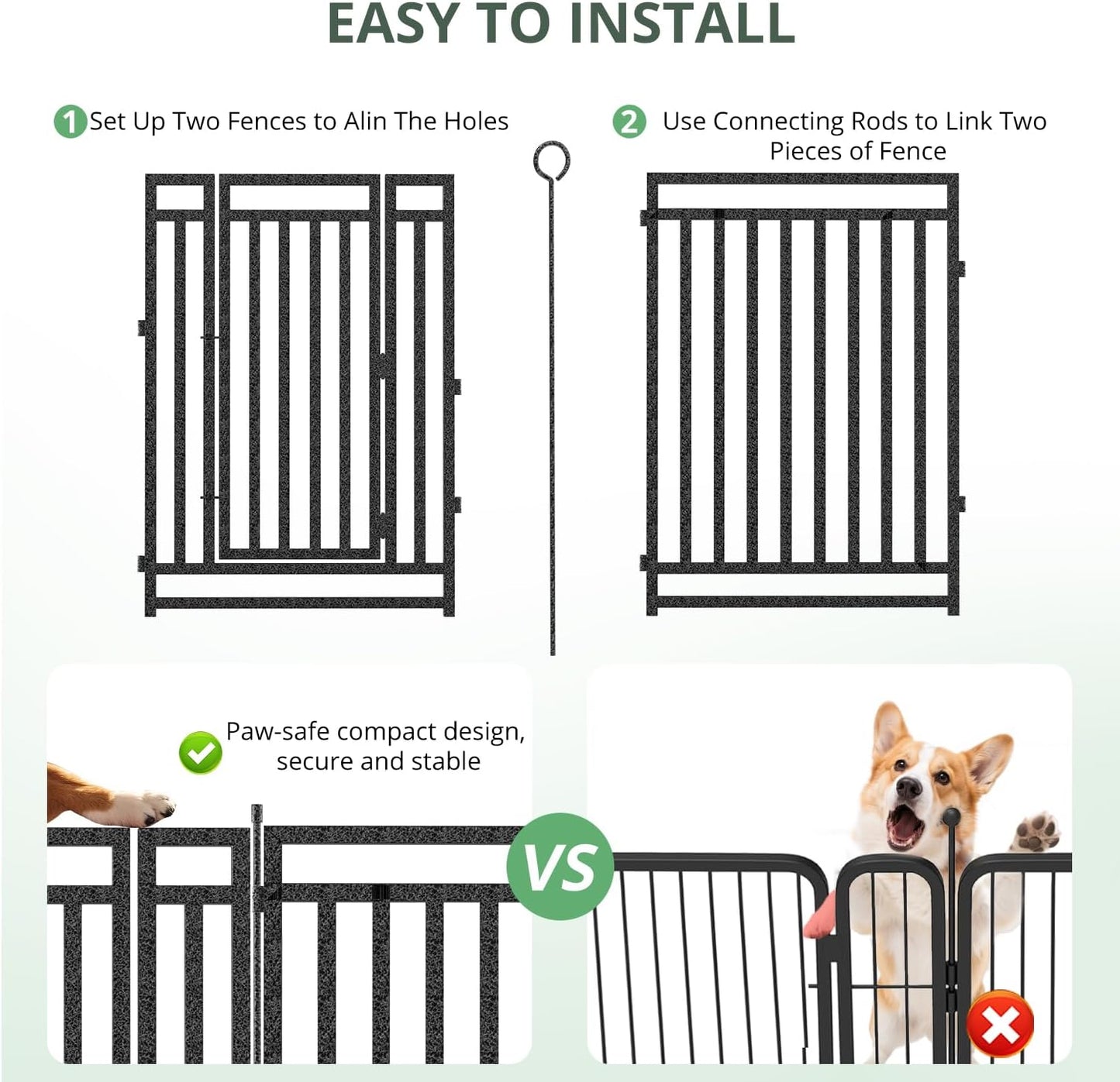 Dog Fence Outdoor Indoor, 32" Inch Height 8 Panels Dog Playpen for Large/Medium/Small Dogs Metal Dog Pen for Yard Camping and RV | Black-Silver