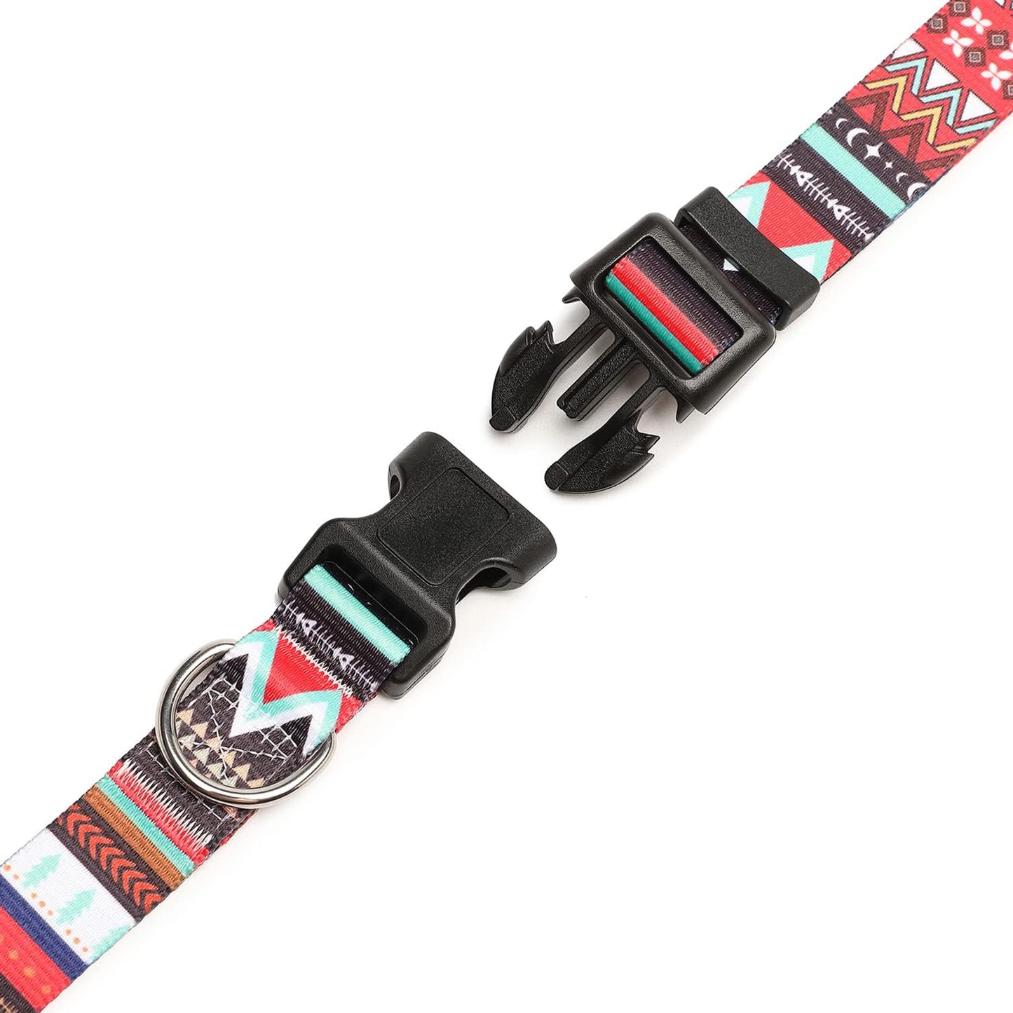 Mercano Adjustable Dog Collar - Special Design Patterns, Soft Nylon Comfortable Sturdy Pet Collar for Small Medium Large Dogs (XS, Tribal Red)
