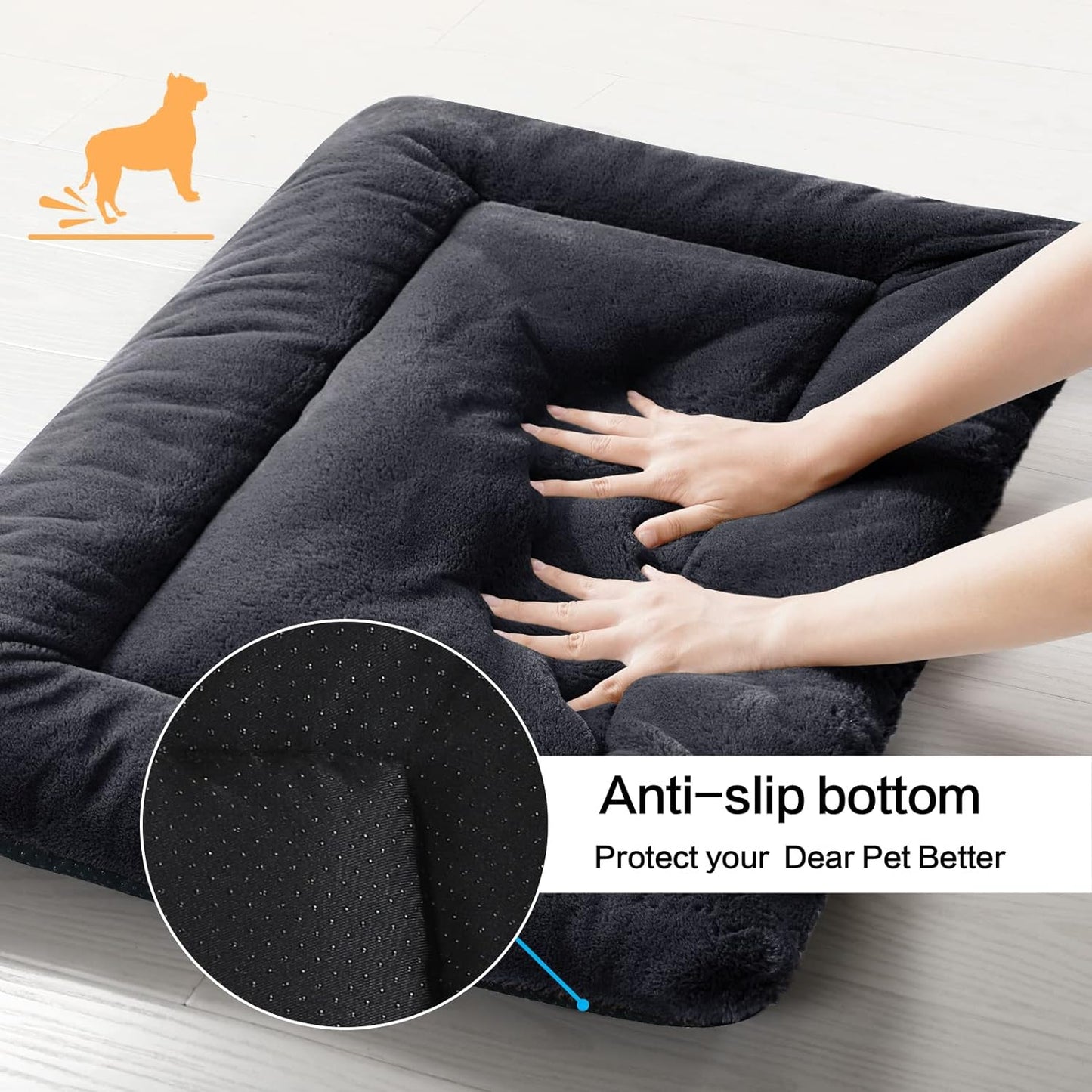 Dog Beds Crate Pad for Medium Dogs Fit Dog Crates,Washable & Anti-Slip Kennel Pad for Dogs Cozy Sleeping Mat,Dark Gray 30inch