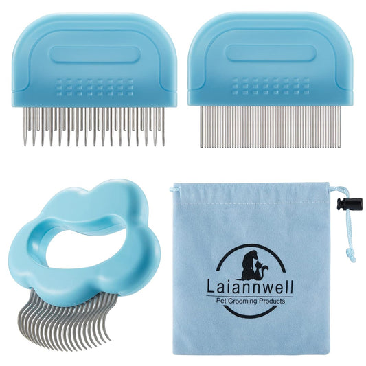 Pet Grooming Supplies, Massaging Comb for Removing Matted Fur and Knots/Tangles, Perfect for Long and Short Hair Pets (3 Packs)