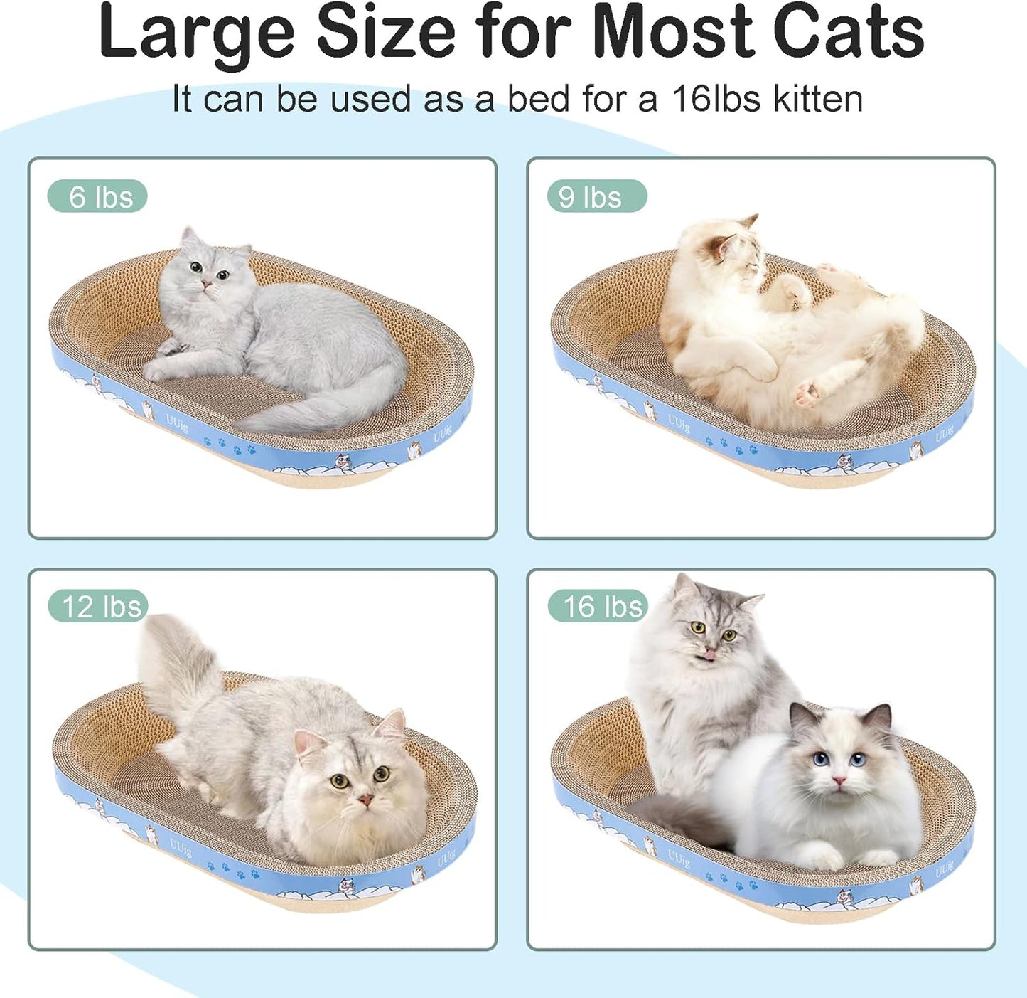 Cat Scratcher, 19.6x12.5 inches Cardboard Cat Scratching Board, Large Cat Scratchers for Indoor Cats, Bowl-Shaped Cat Scratch Pad Bed with Catnip