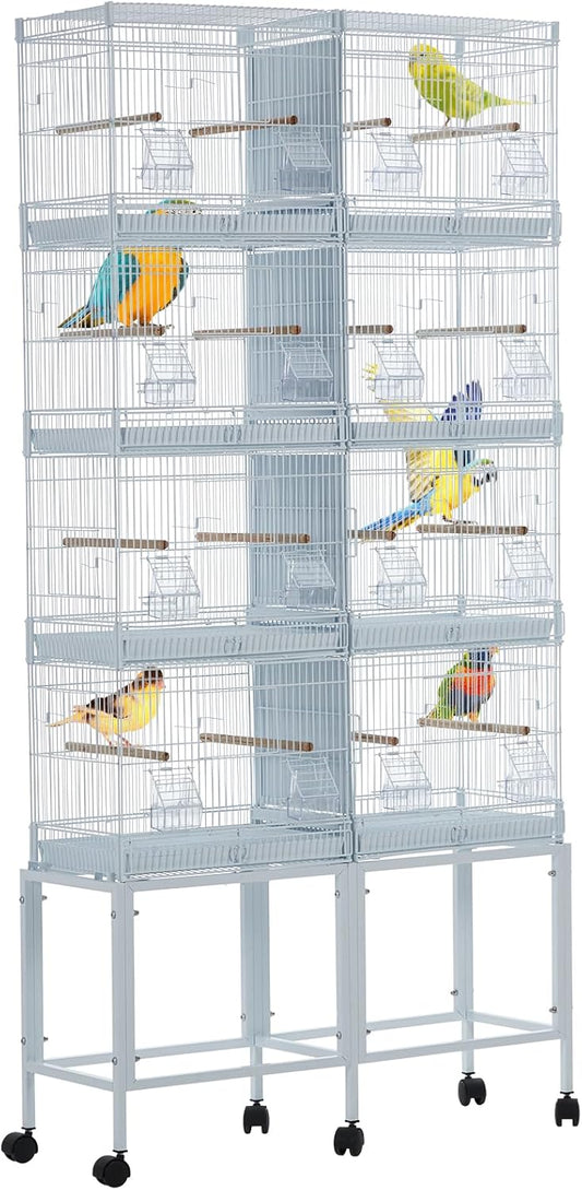 Lot-4 Breeding Bird Cage, Parrot Cage, Stackable Center Divided Breeder,Seperate Removable Tray, Removable Divider, Lockable Caster, for Birds and Finch