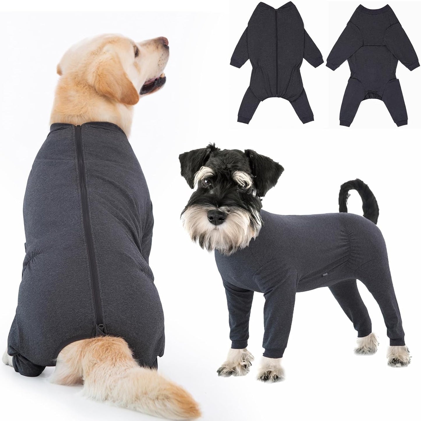 Yeapeeto Dog Onesie Surgery Recovery Suit for Large Medium Bodysuit Dogs Pajamas PJS Full Body for Shedding, Prevent Licking, Wound Protection, Cone Alternative(XL,Dark Grey)