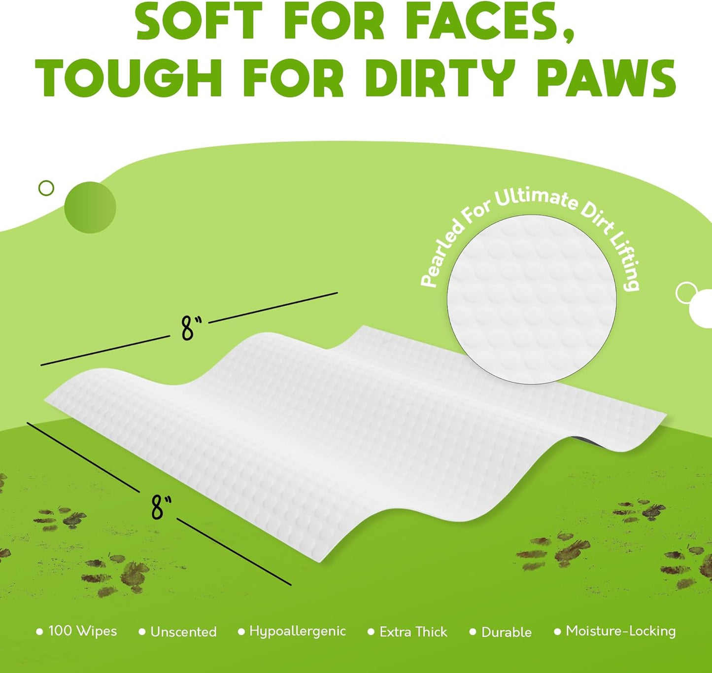 Lick-Safe Pet Wipes for Dogs & Cats - Vet-Approved & Hypoallergenic - Cleans Mud, Odors & Dander - Wipes for Paws, Face & Butt - 10% to Charity - Earth-Friendly & Unscented Cat Cleaning - Pack of 400